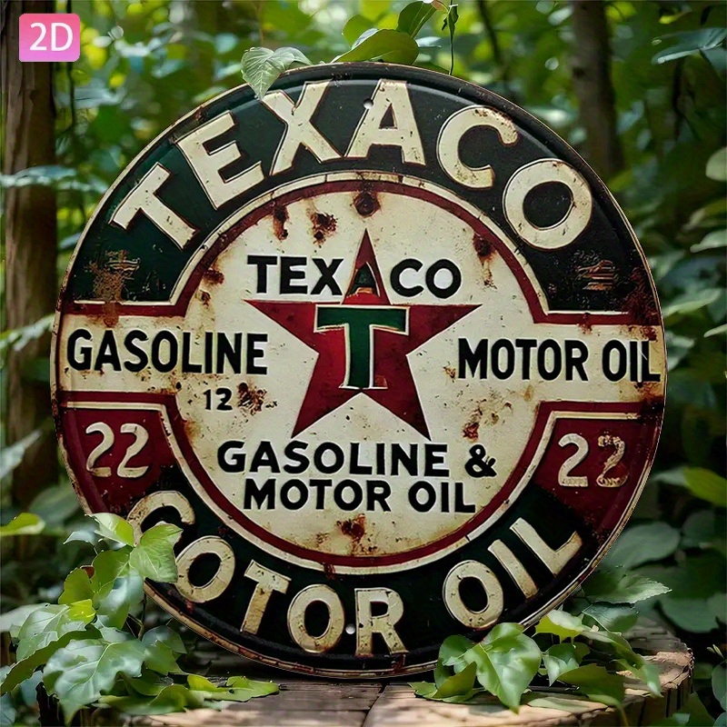 Vintage Collectible Plates - Vintage Texaco-oliebord van metaal – ronde